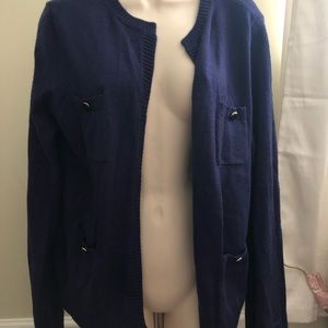 NWT Ann Taylor Loft Large Blue Sweater Open